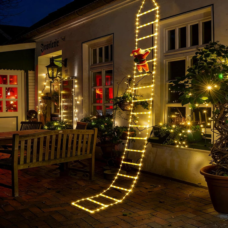ESCALERA LED NAVIDAD DE 2 METROS + PAPA NOÉL 30CM